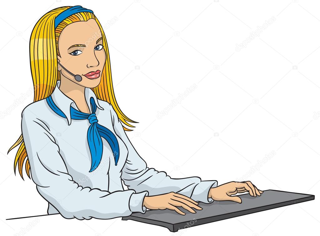 Hand drawing telephone operator Stock Vector Image by ©AnnaSuchkova