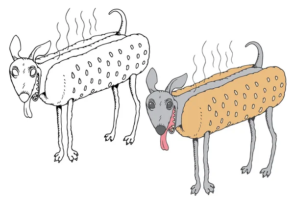 Perros en trajes de Hot Dogs — Vector de stock