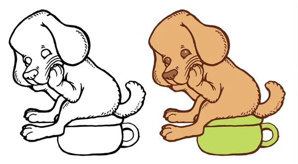 Chiots mignons sur les toilettes — Image vectorielle