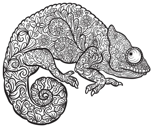 Bukalemun stilize Zentangle çok renkli