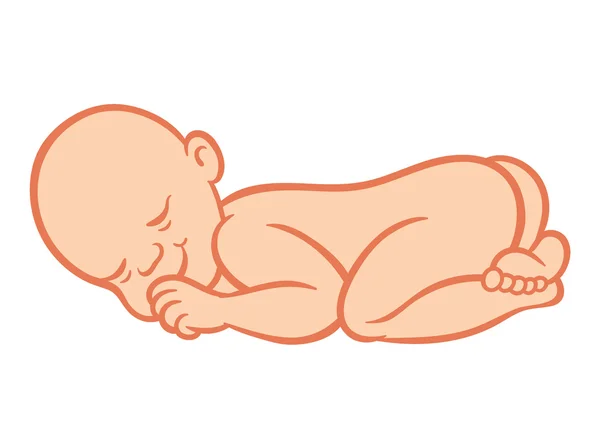 Sleeping baby sucking fingers — Stock Vector