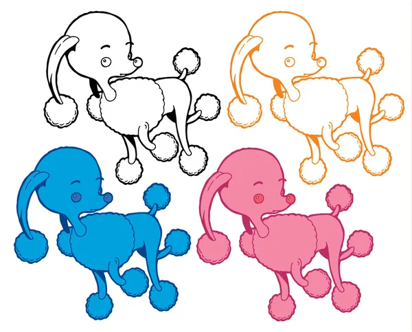 Coloridos caniches de dibujos animados — Vector de stock