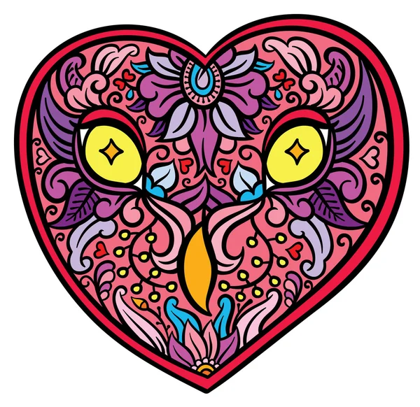 Owl heart shaped head — Stock Vector