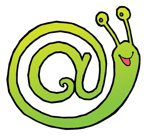 Green snail email symbol — Stock Vector