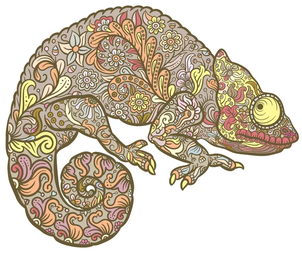 Zentangle стилизованный разноцветный хамелеон — стоковый вектор