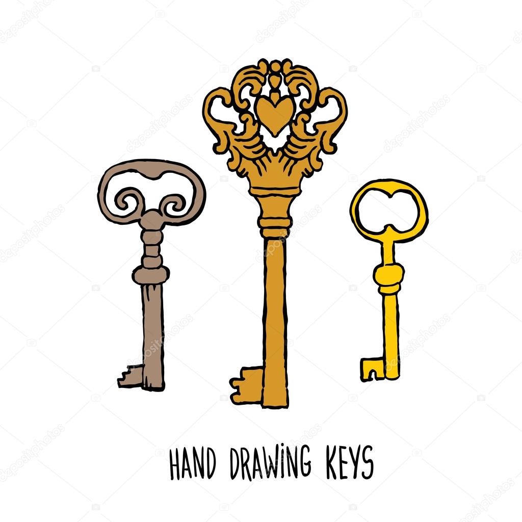 hand-drawn sketches of the keys