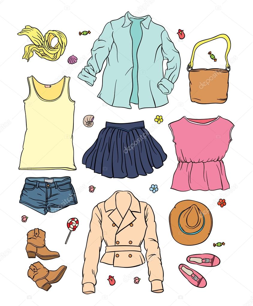 woman's summer clothes and accessories