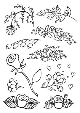Hand drawing flowers clipart