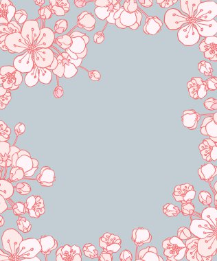 kiraz veya sakura çerçeve çiçek