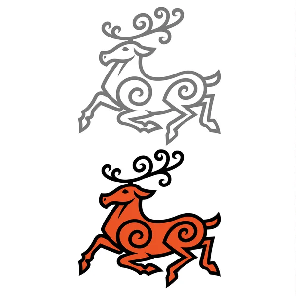 Иконки бегущих оленей — стоковый вектор