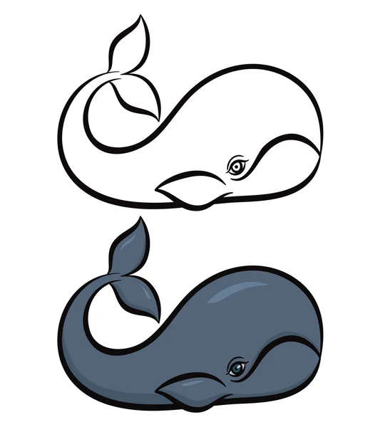 Ballenas dibujadas a mano — Vector de stock