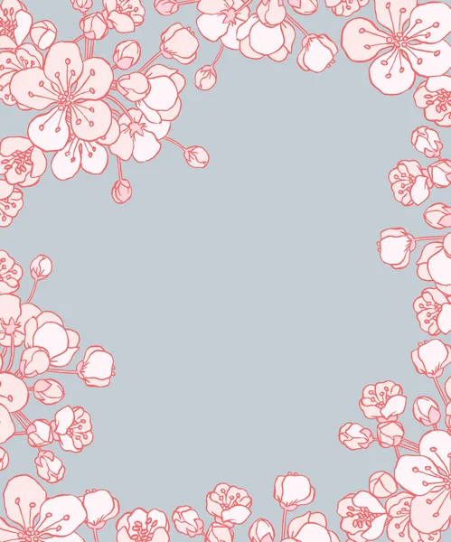 Marco floral de cereza o sakura — Vector de stock