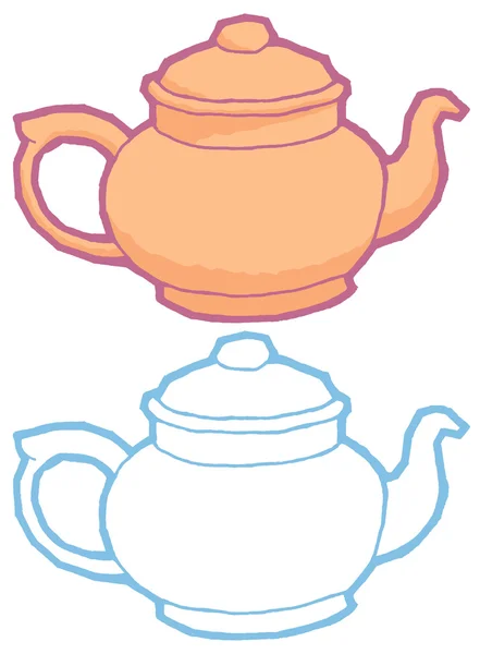 Old decorative teapots — Stock Vector