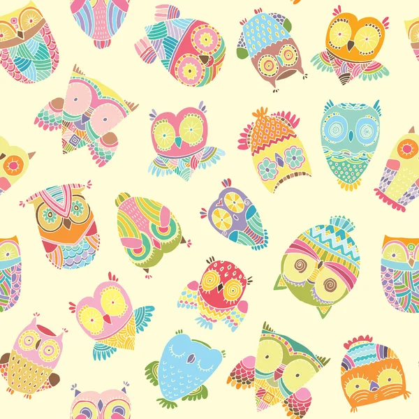 Colorful owls pattern — Stock Vector