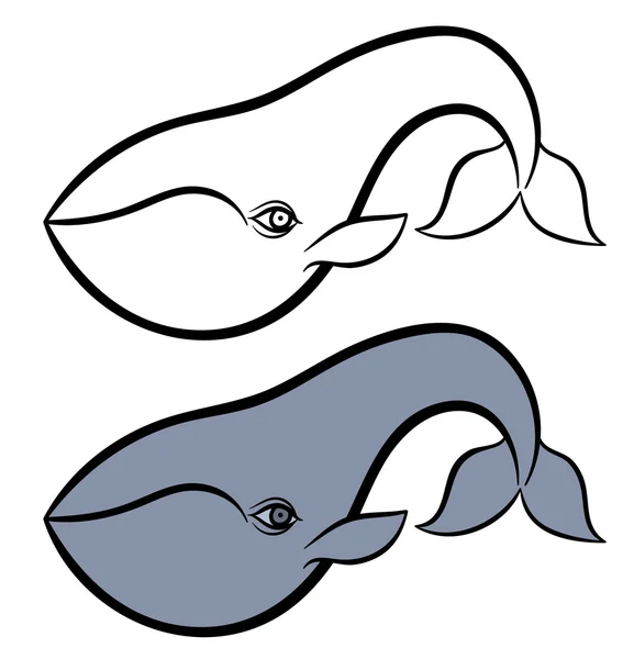 Kézzel rajzolt bálnák — Stock Vector