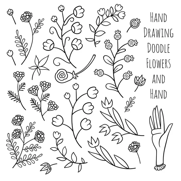 Летние цветы и рука — стоковый вектор