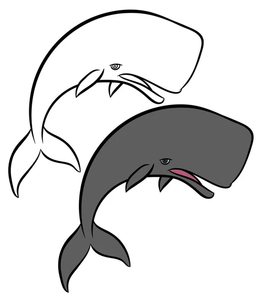 Elle çizilmiş balinalar — Stok Vektör