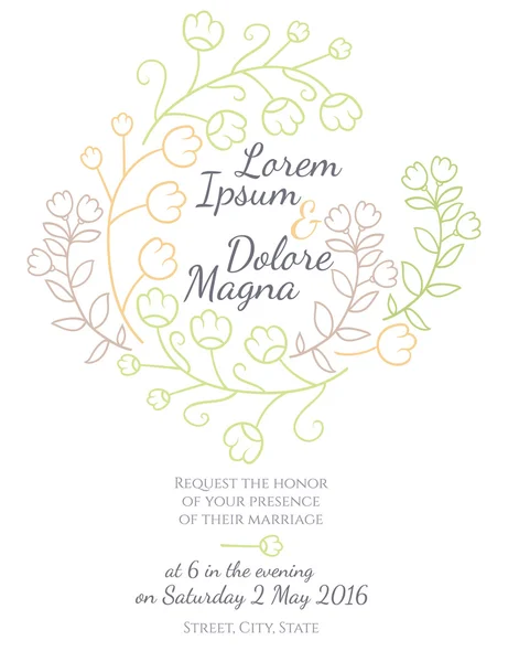 Tarjeta de boda de invitación — Vector de stock