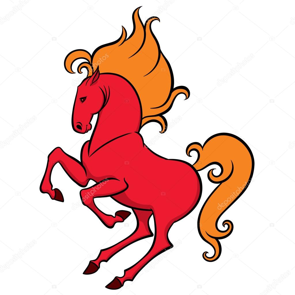hand drawn  red horse