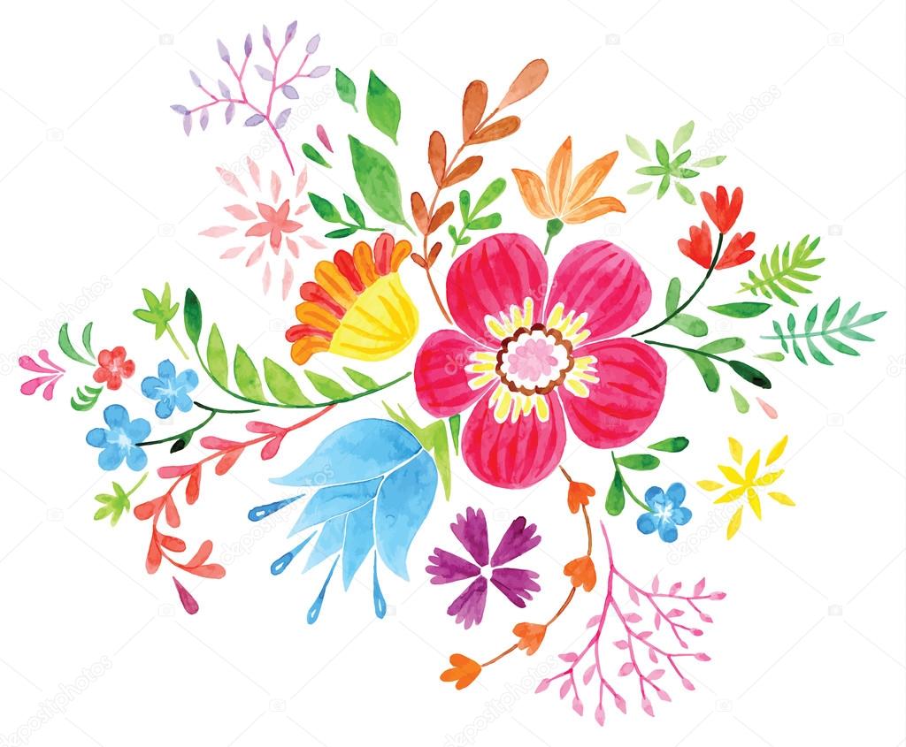 colorful flowers and leaves