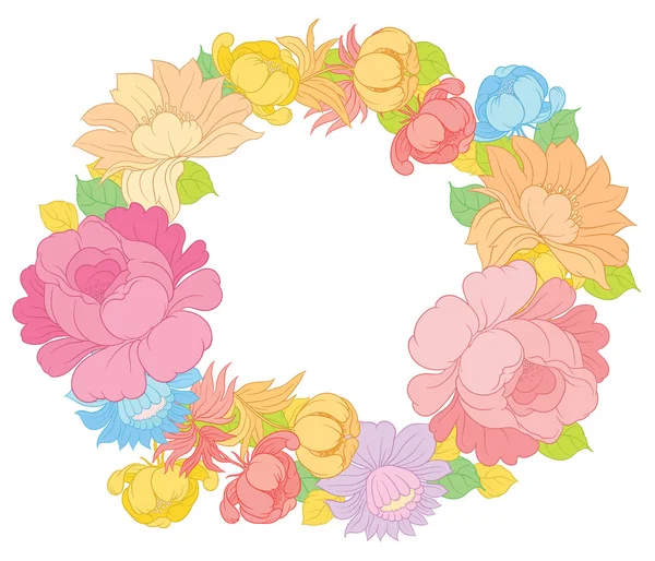 Hand tekening floral frame — Stockvector