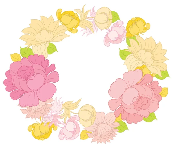 Hand drawing  floral frame — Stock Vector