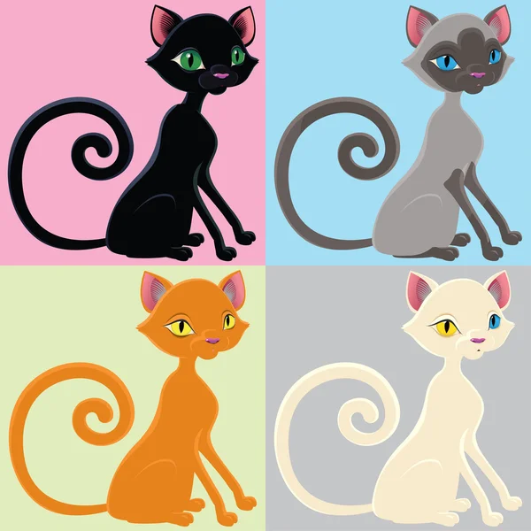 Chats de différentes couleurs — Image vectorielle