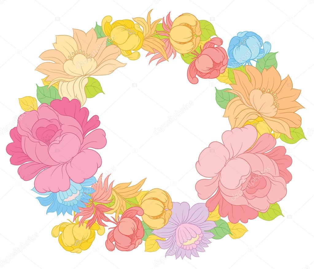 Hand drawing  floral frame