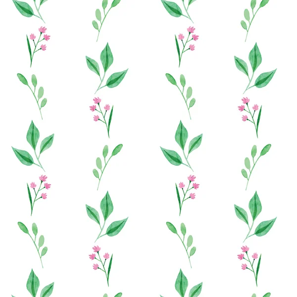Seamless pattern of flowers and green leaves — Stock Vector
