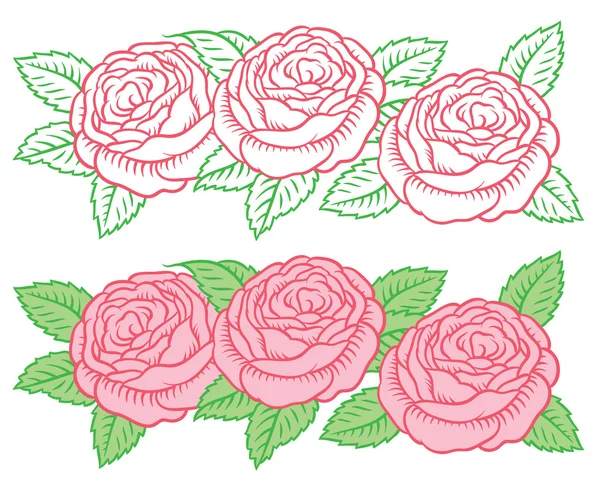 Flower garlands with roses — Stock Vector