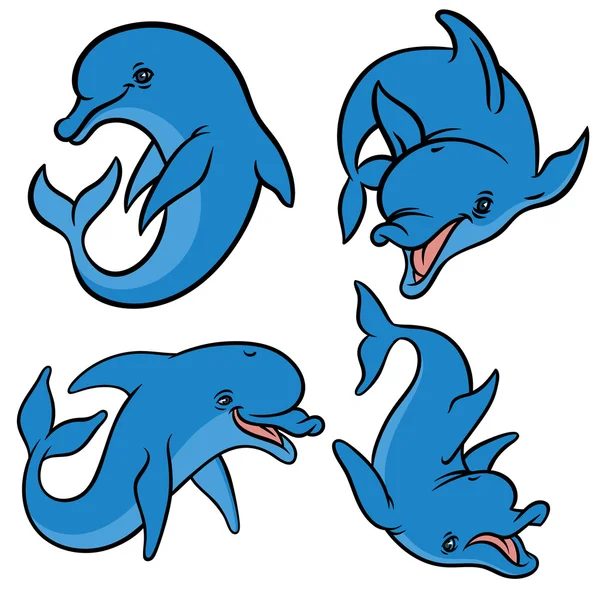 Delfines aislados sobre fondo blanco — Vector de stock