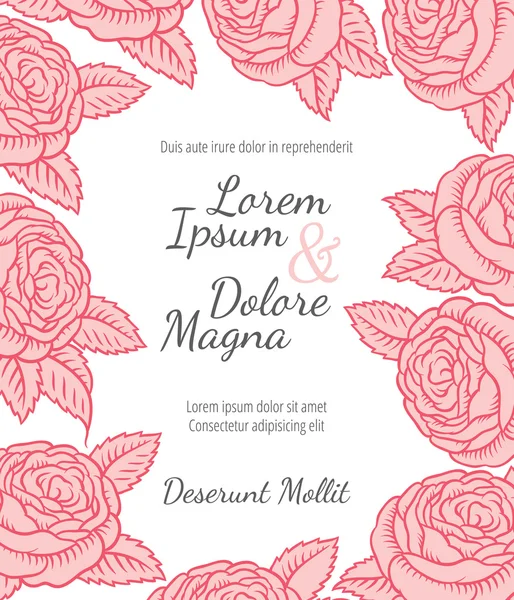 Carte de mariage avec des roses dans un style rétro — Image vectorielle