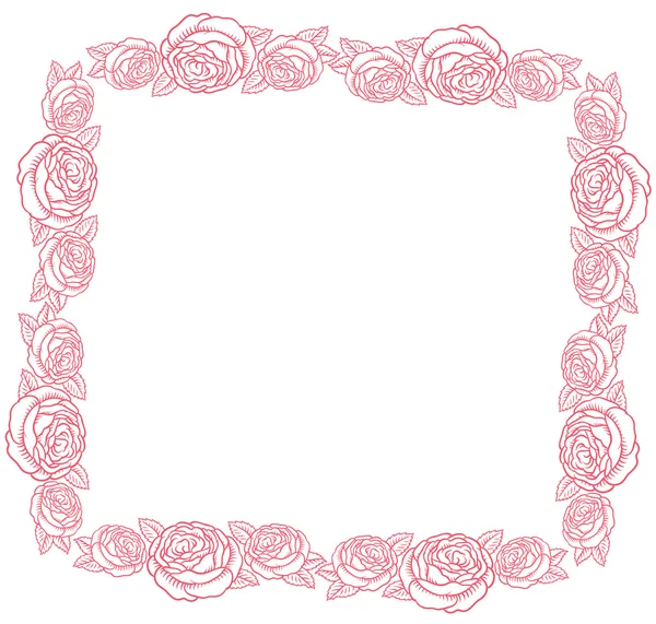 Klassieke retro roze rozen frame — Stockvector