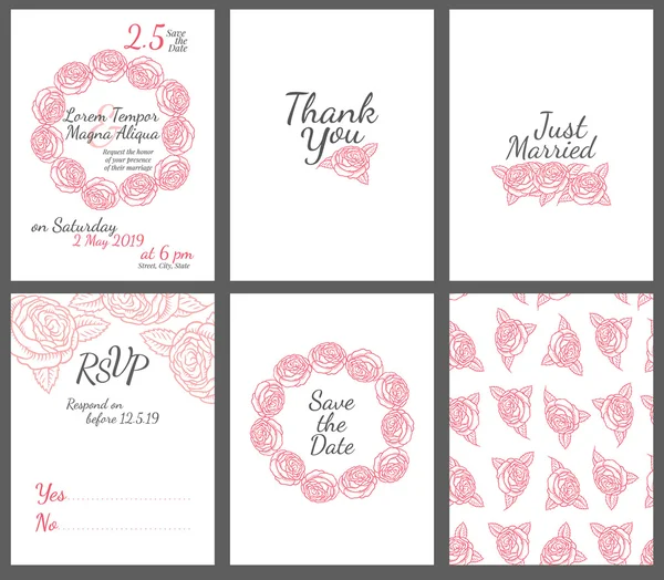 Carte de mariage avec des roses dans un style rétro — Image vectorielle