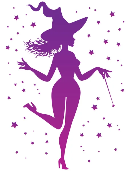 Witch with magic wand — Stock Vector