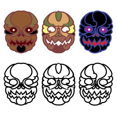 Küme Cadılar Bayramı maskeleri