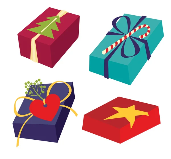 Conjunto de coloridas cajas de regalo — Vector de stock