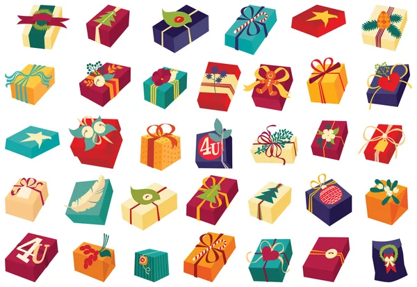 BIG set of colorful gift boxes — Stock Vector