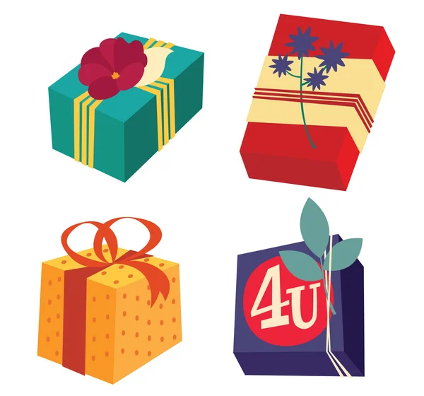 Conjunto de coloridas cajas de regalo — Vector de stock