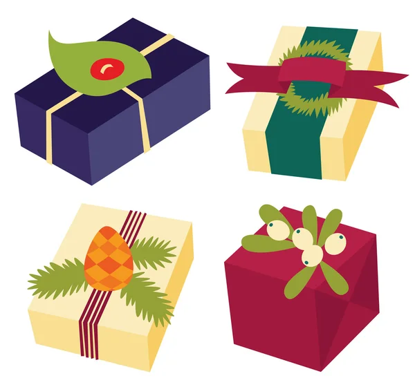 Conjunto de coloridas cajas de regalo — Vector de stock