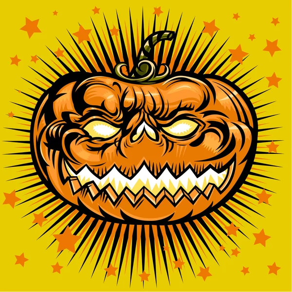 Detailed funny halloween pumpkin faces — Stock Vector