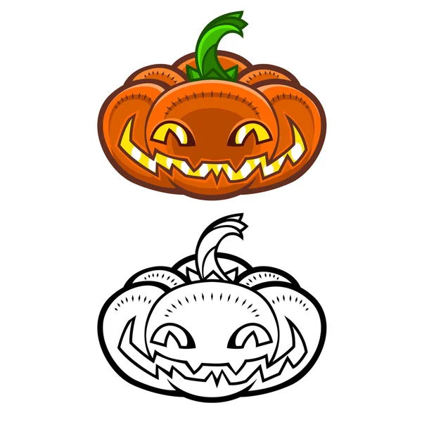 Calabaza de halloween divertida detallada — Vector de stock