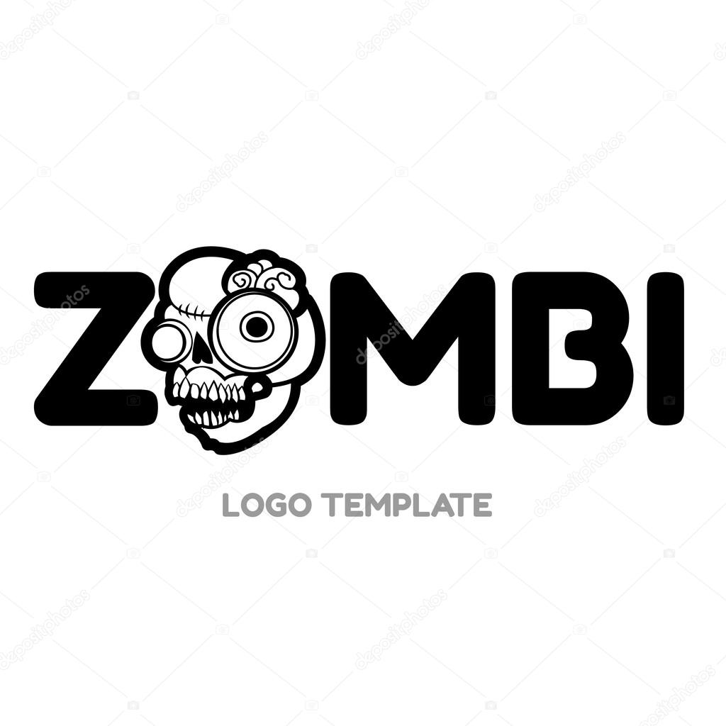 Cartoon simple zombie head. Vector illustration. Halloween art
