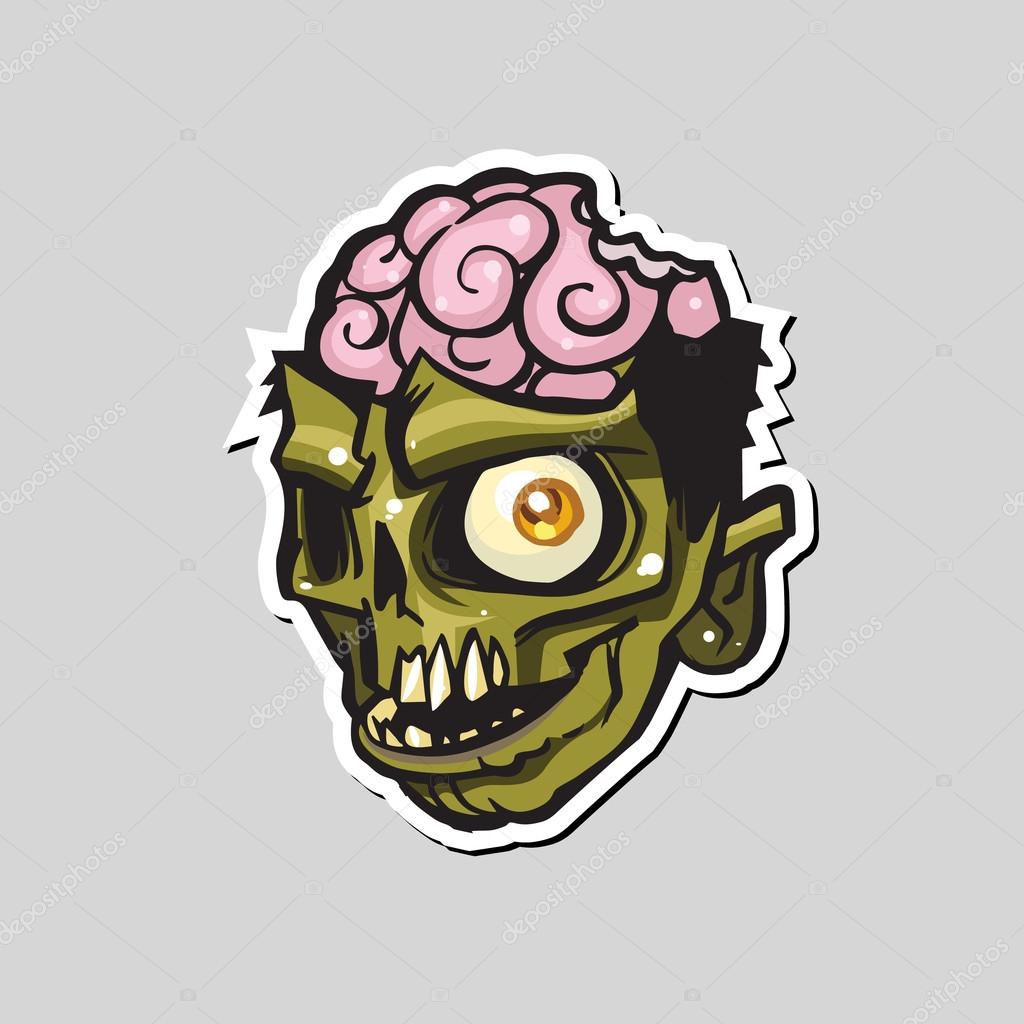 Cartoon simple zombie head. Vector illustration. Halloween art