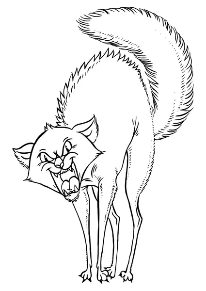 Агрессивный мультяшный кот шипит — стоковый вектор