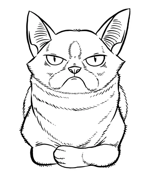 Sombrío dibujos animados gato sentado — Vector de stock