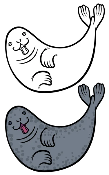 Cute funny cartoon seals — Stock Vector