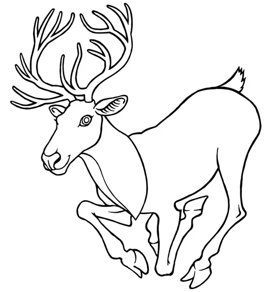 大きな枝角を持つ漫画鹿 — ストックベクタ
