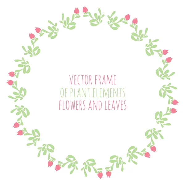Ghirlanda con fiori e foglie — Vettoriale Stock