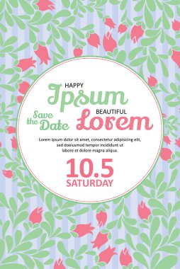 Çiçekli düğün davetiye